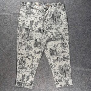 Sutton Studio Toile Print Cropped Pants Womens 18W 37x25" Farmhouse Distressed